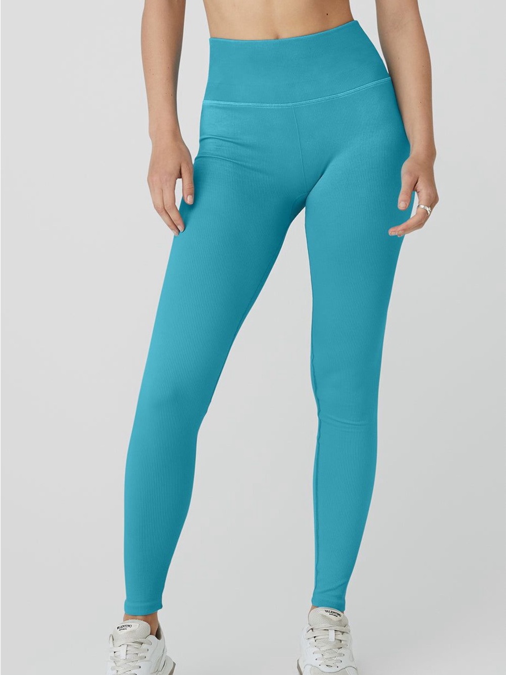 Alo Yoga high waist Seamless Ribbed leggings  Blue Splash XS